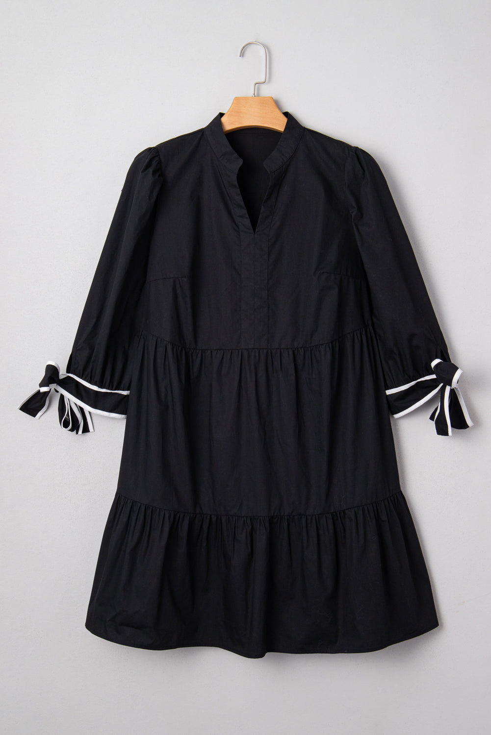 Black Trim Knot Plus Size Dress LT