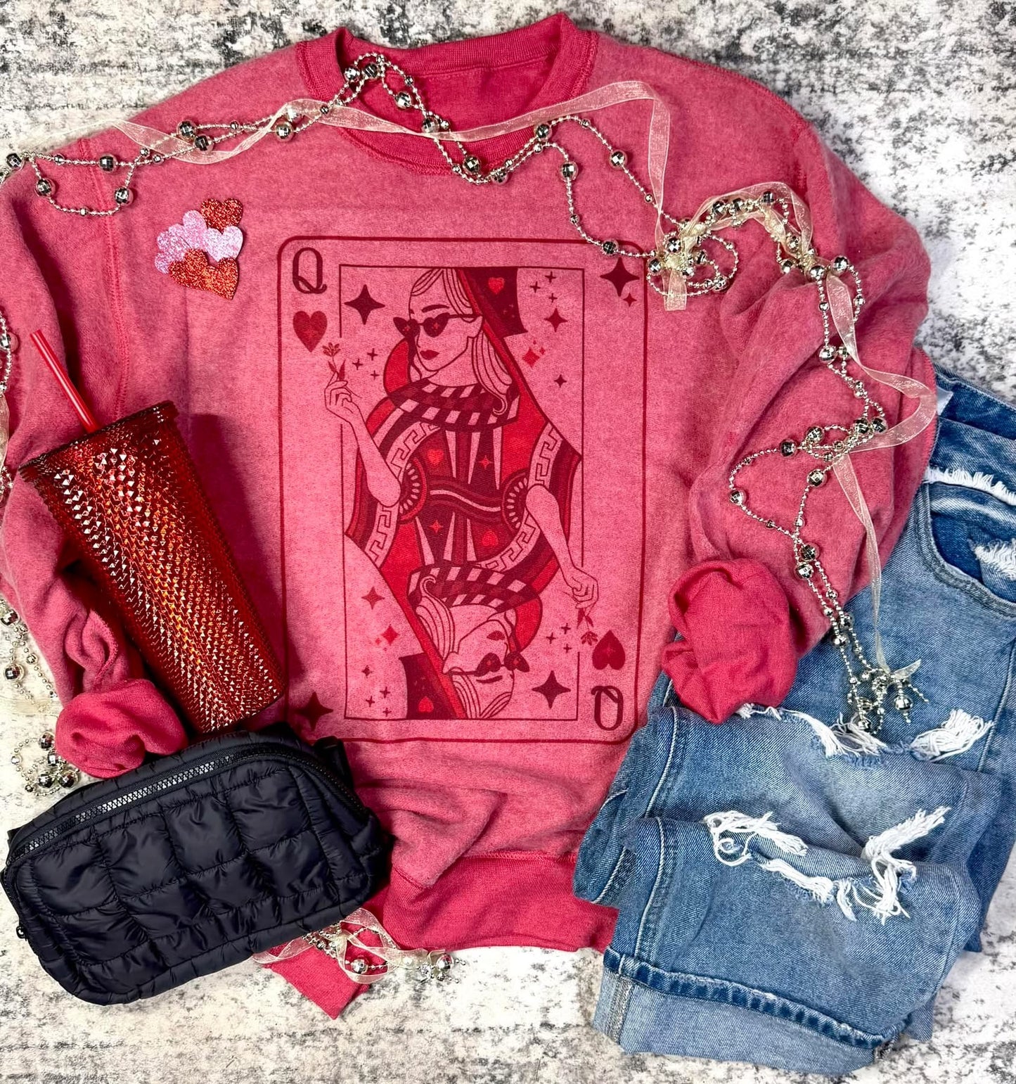 Inside Out Valentine Sweatshirt Queen of Hearts| Sublimation Print