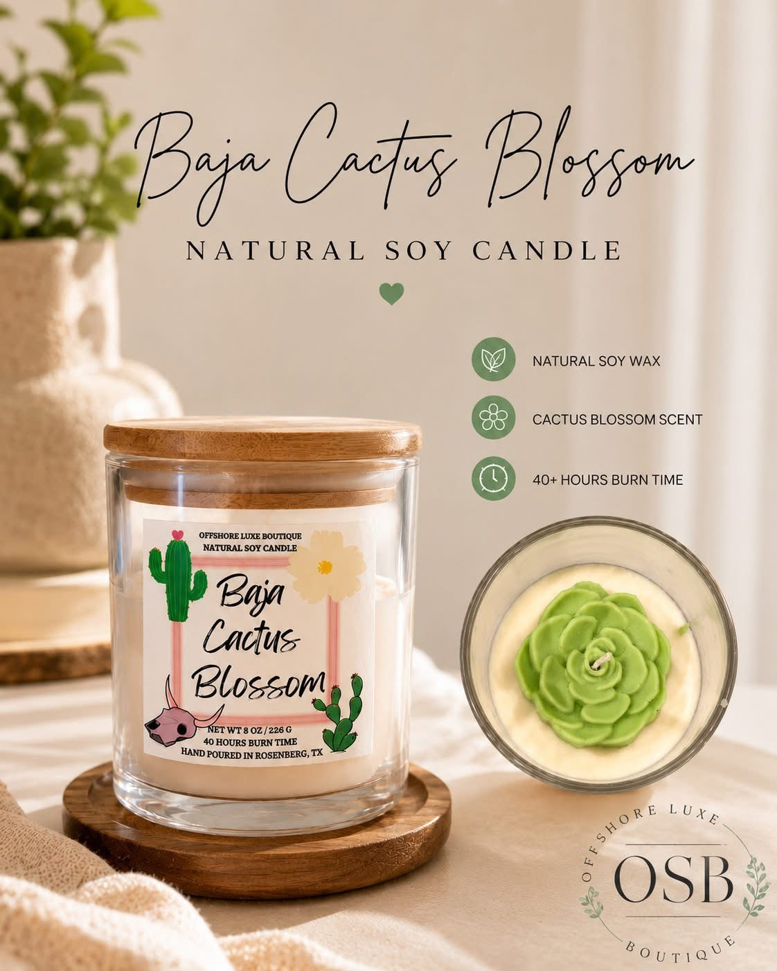 8Oz Baja Cactus Blossom Candle