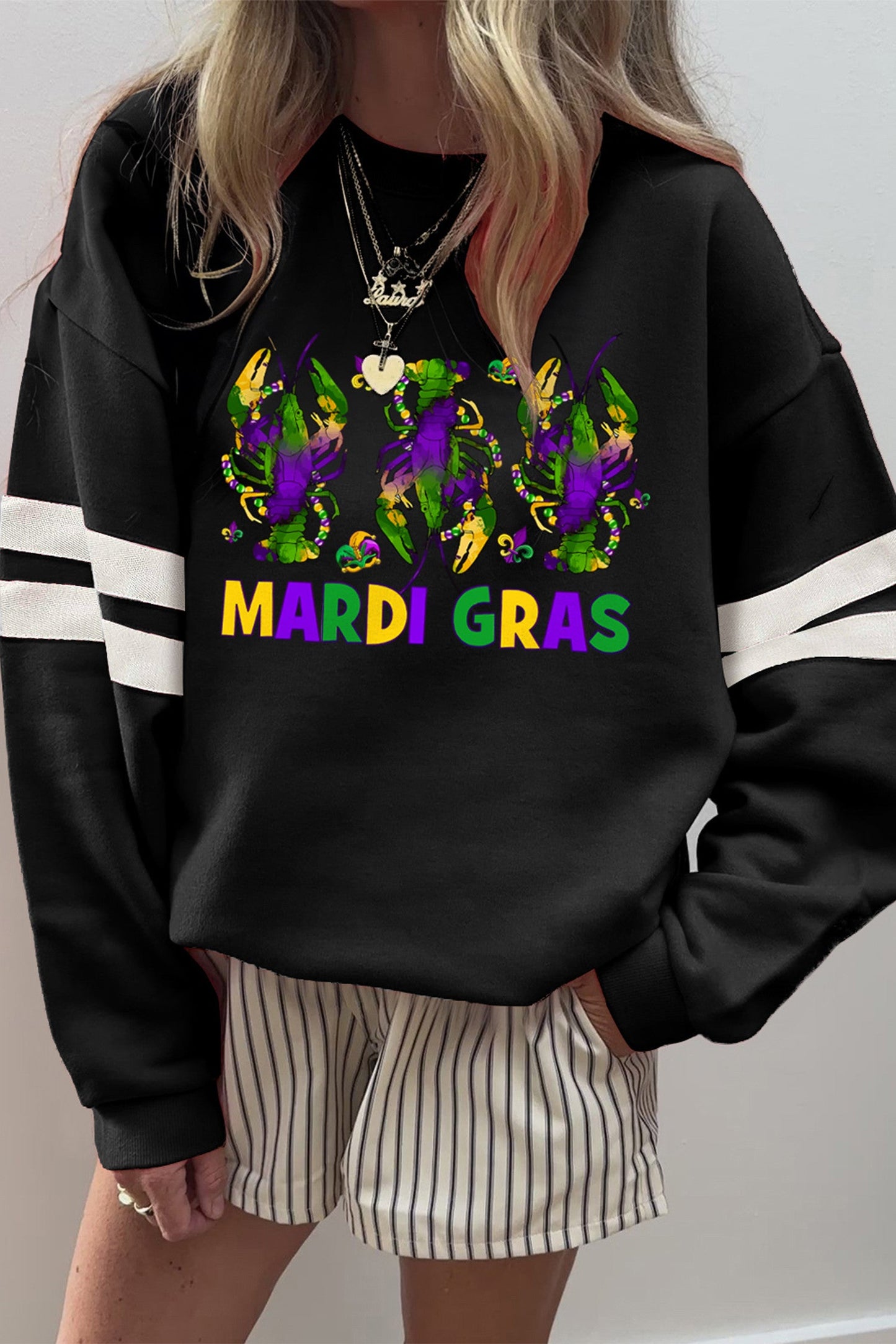 Black Mardi Gras Varsity Sweatshirt RTS