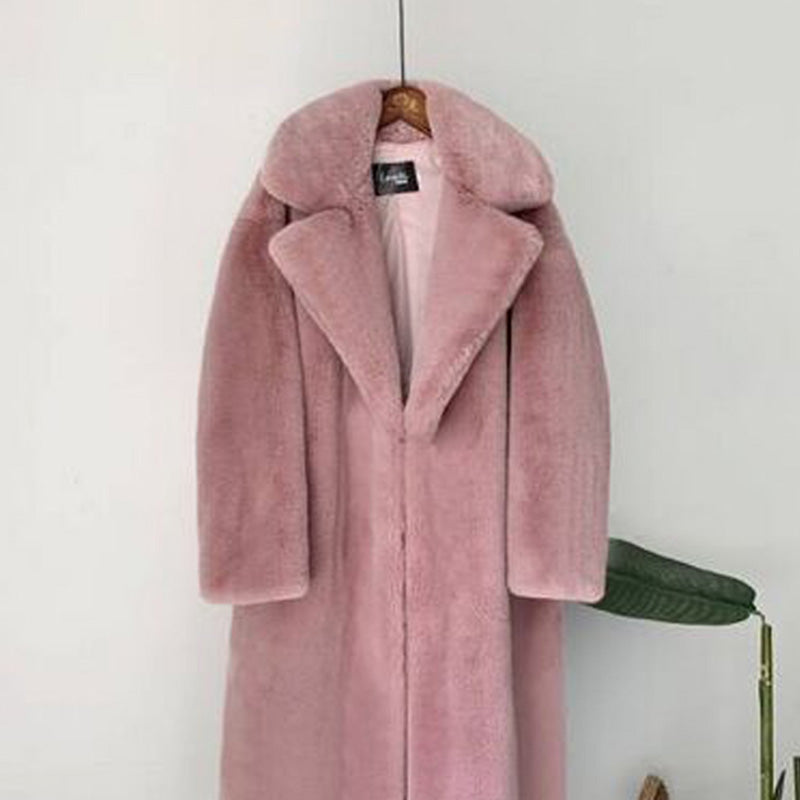 Winter Plush Thick Faux Rabbit Fur Coat