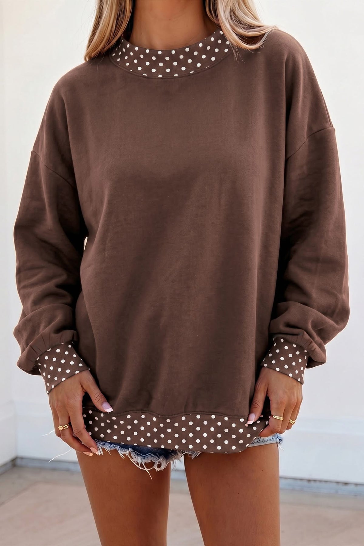 Brown Polka Dot Mockneck
