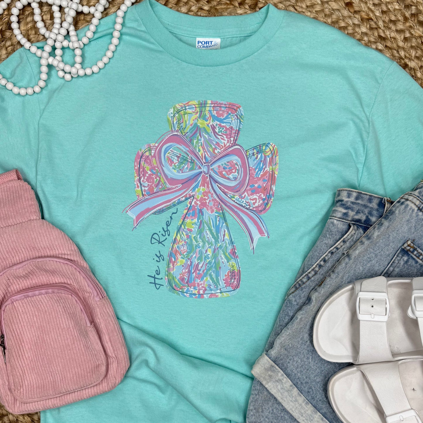 Pastel Bow Cross Easter Graphic Tee