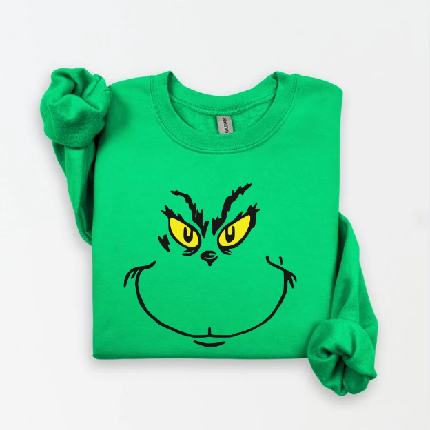 GRINCH FACE SWEATSHIRT.