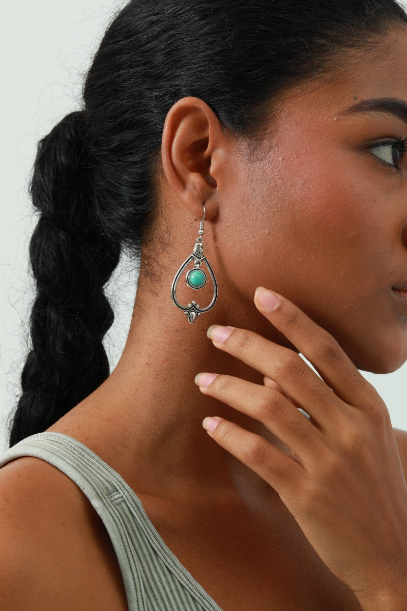Boho Heart Earrings ā Cut-Out Design & Turquoise Accent ššæ