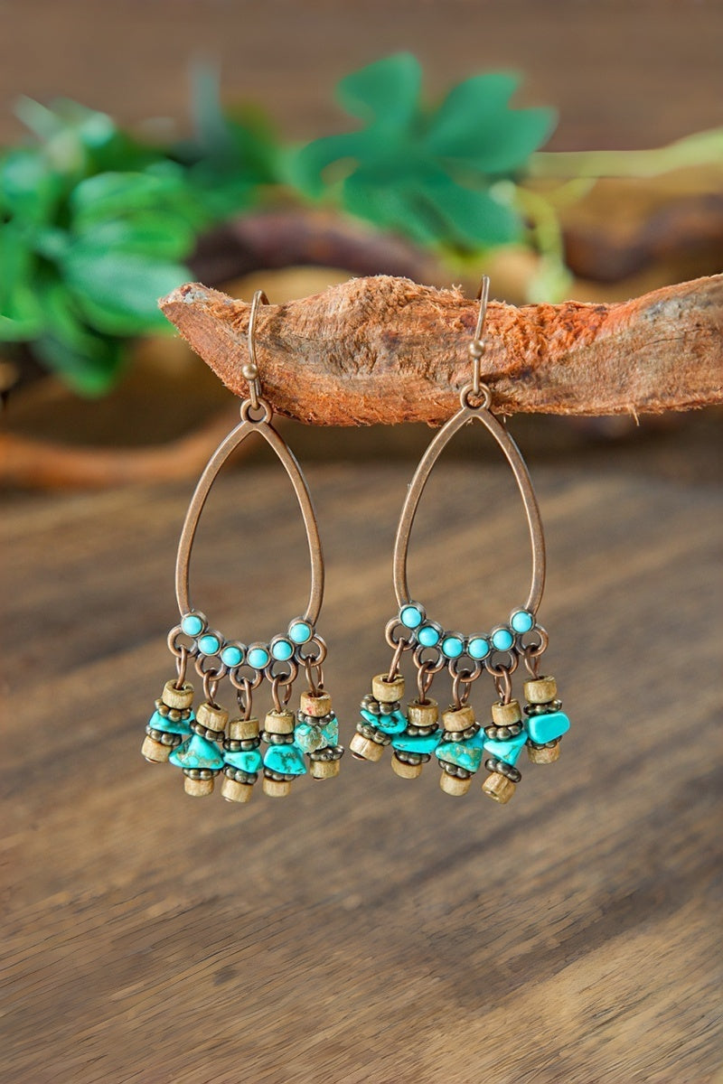 Vintage Boho Earrings β Turquoise & Tassel Details πΏπ