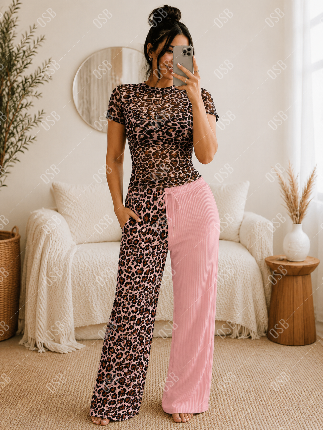 Leopard Short Sleeve Mesh Shirts