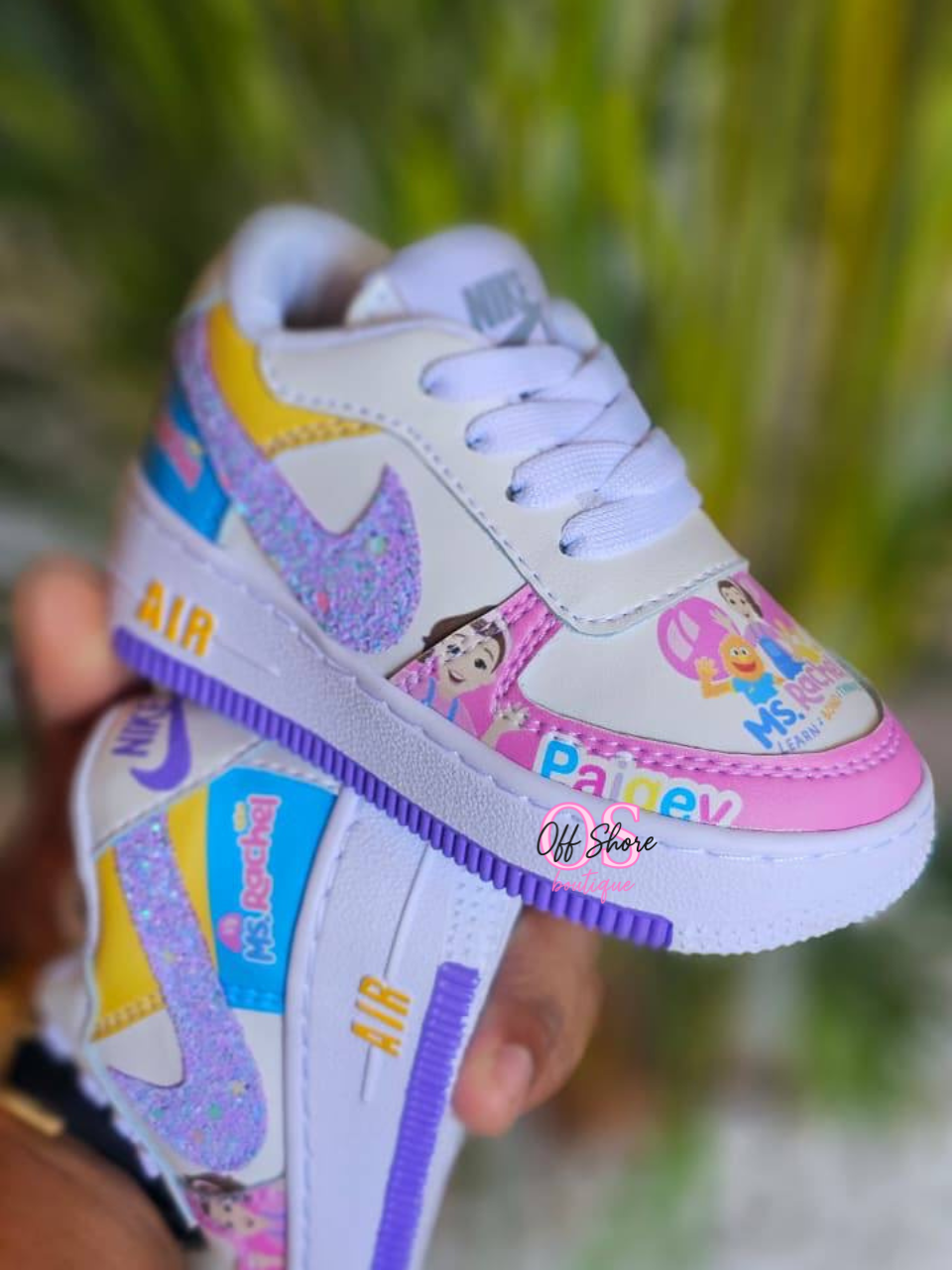 Pink Sparkly Ms. Rachel Air Force 1s