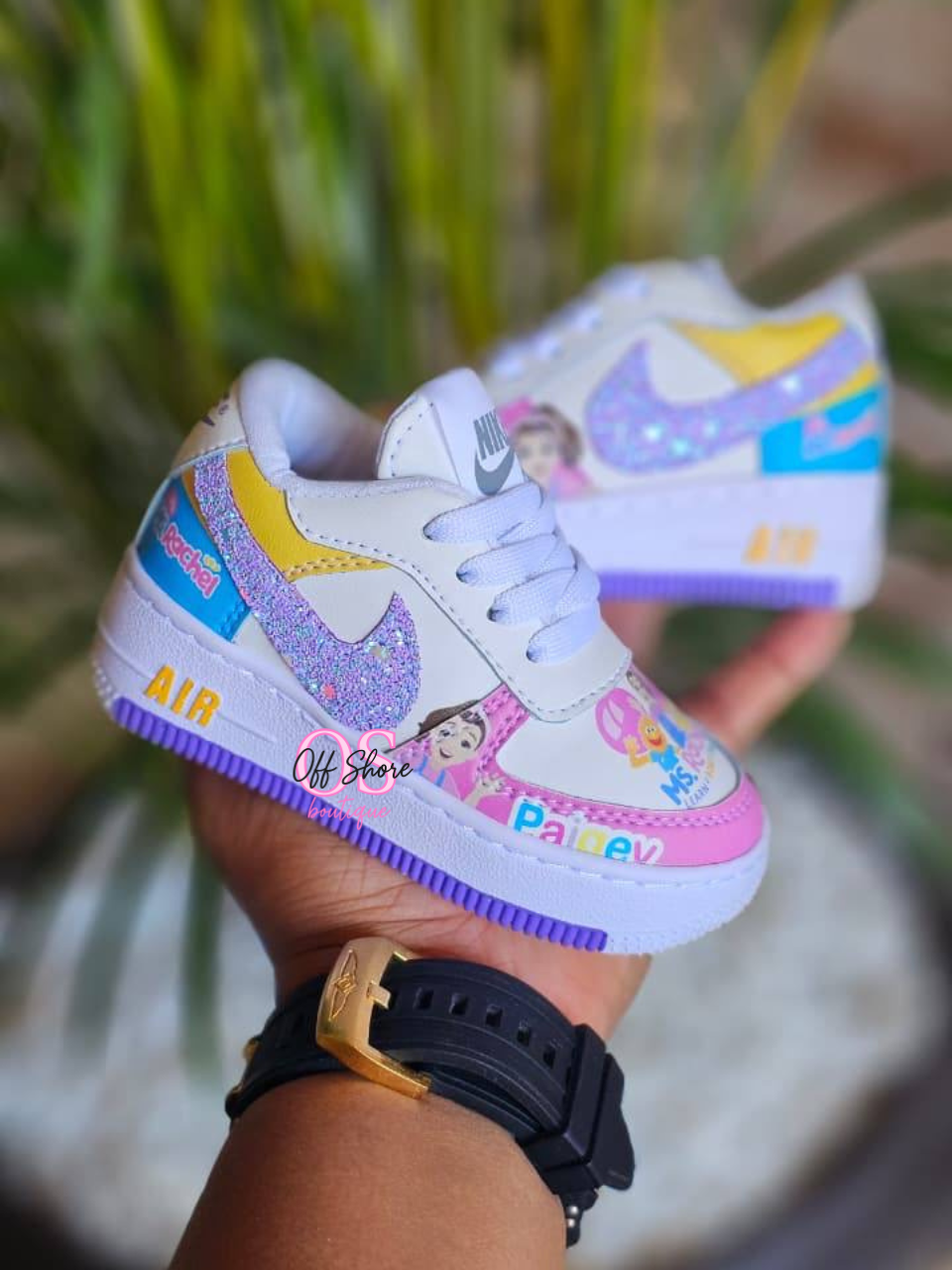Pink Sparkly Ms. Rachel Air Force 1s