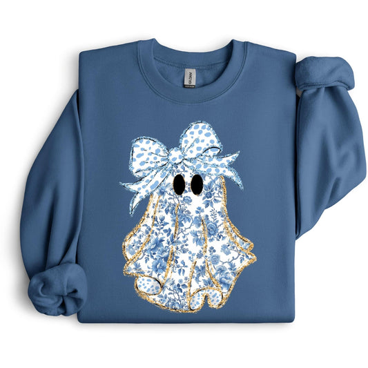 Preppy Blue & White Ghost Sweatshirt.