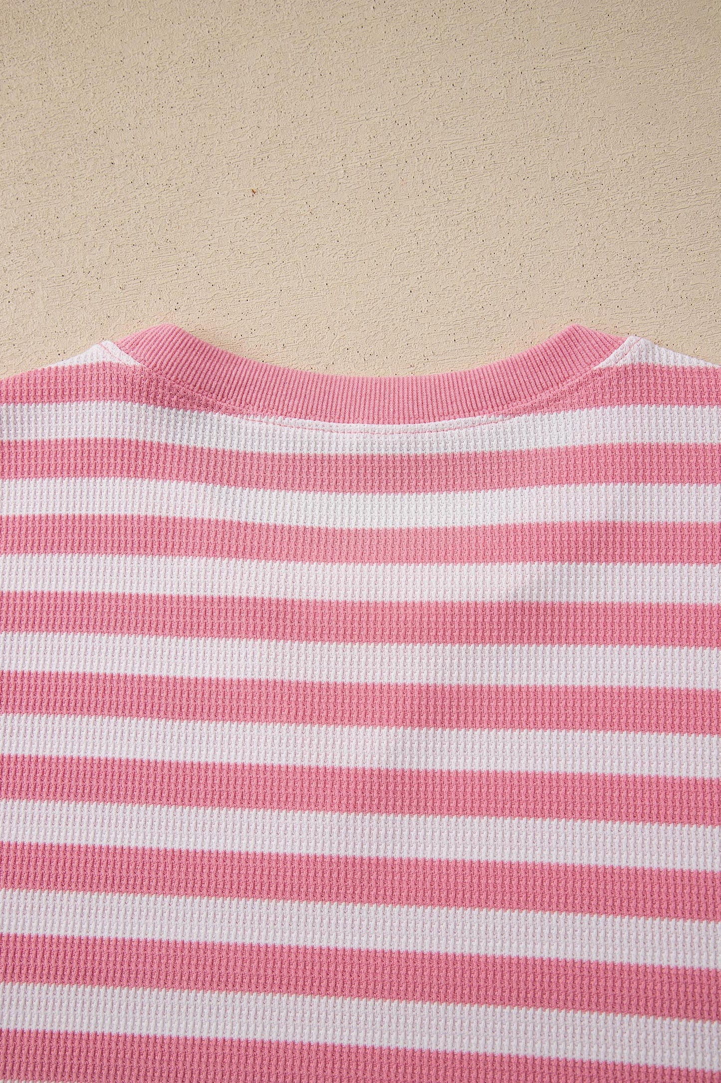 Pink Stripe Puff Short Sleeve T Shirt Matching Shorts Set