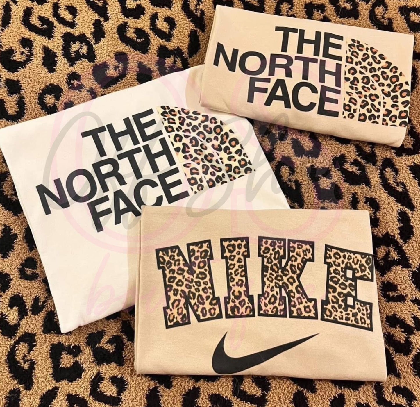 Custom "Nike" & NorthFace" Cheetah Pullovers