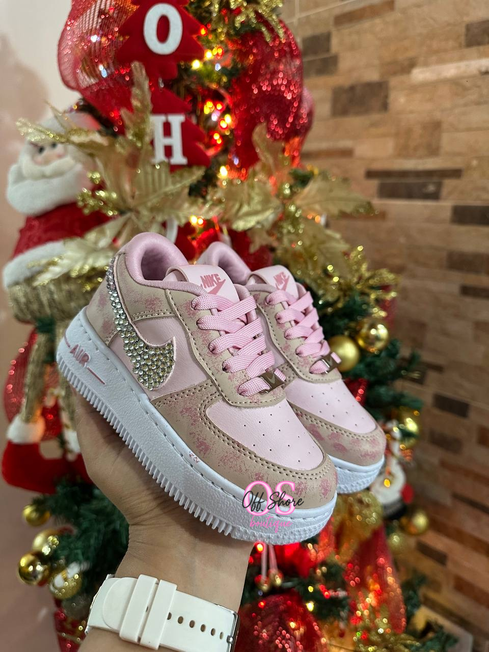 Pink Rhinestone Air Force 1s