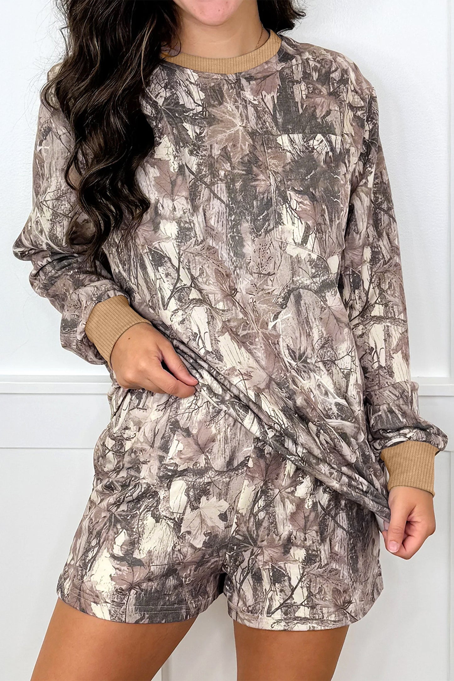 Long Sleeve & Shorts Dark Camo Set