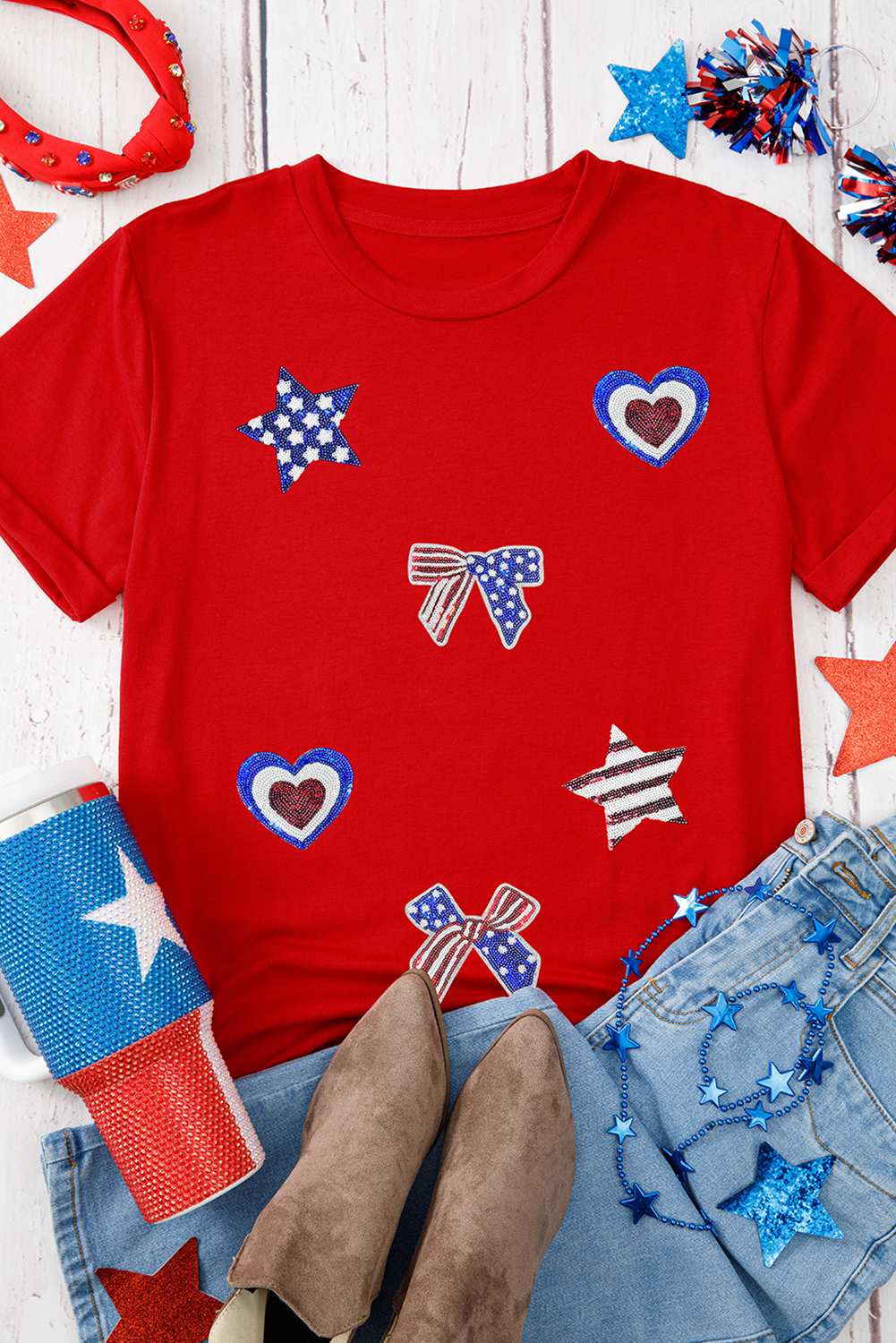 Red American Sequin Crew RTS