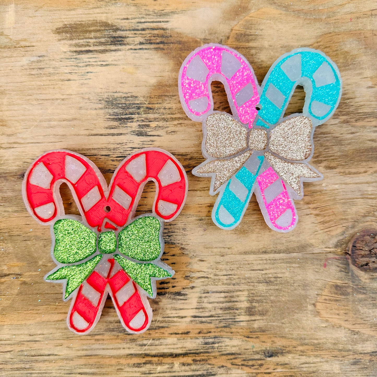 Christmas Candy Canes with a Bow Car Freshie