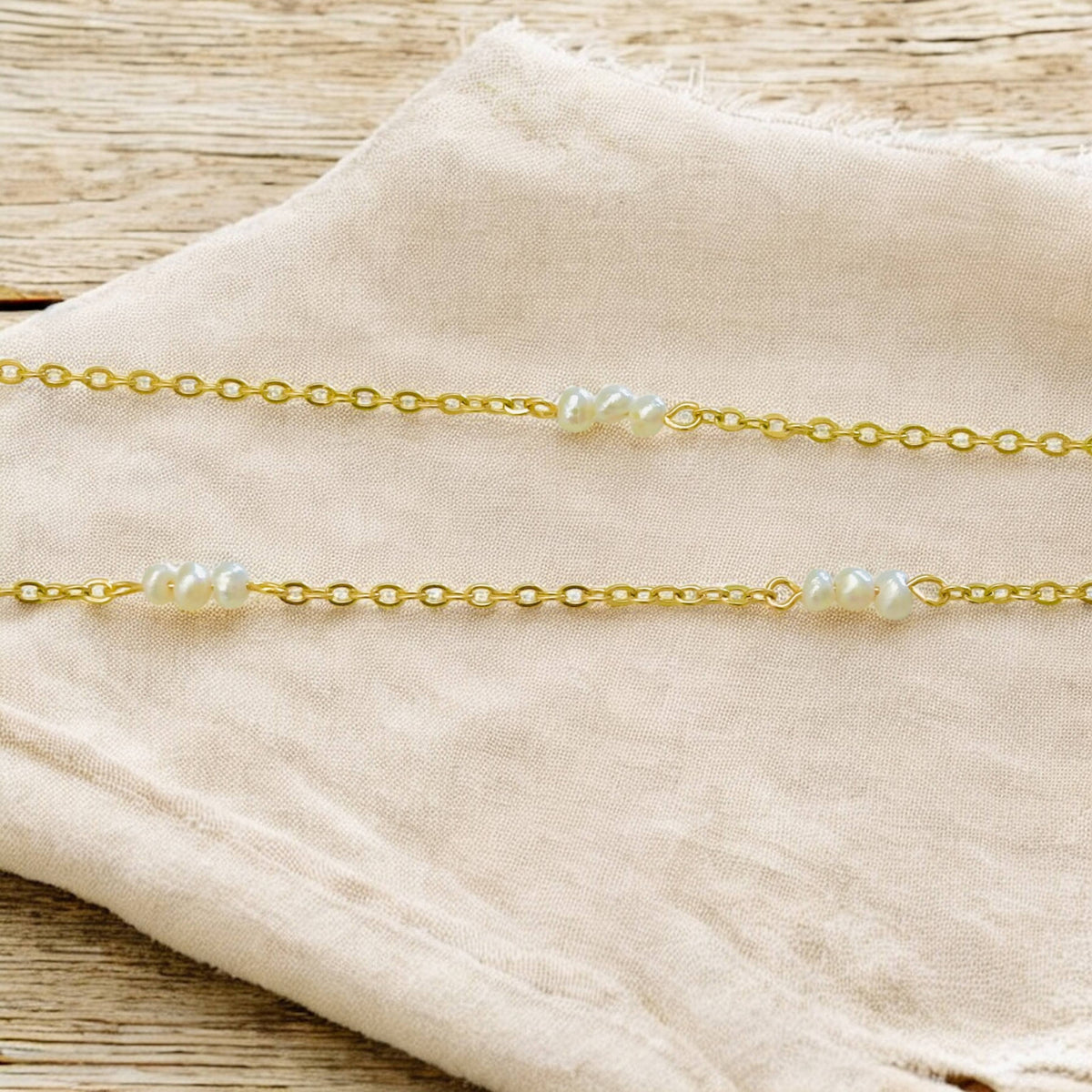 Dainty Pearls - 18K Gold Plated, Waterproof Necklace