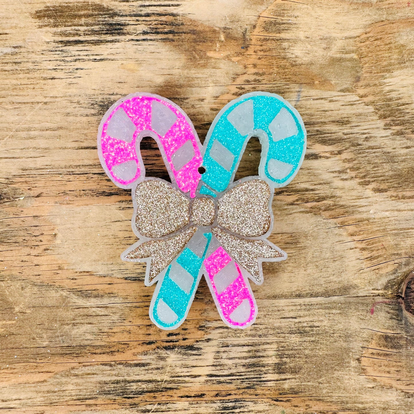 Christmas Candy Canes with a Bow Car Freshie