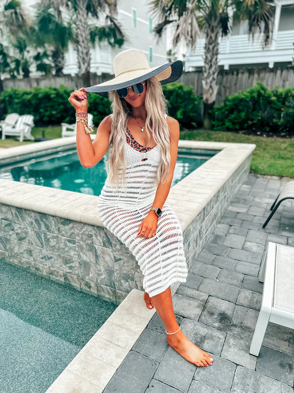 BIRDIE White Swim Cover Up Midi Dress