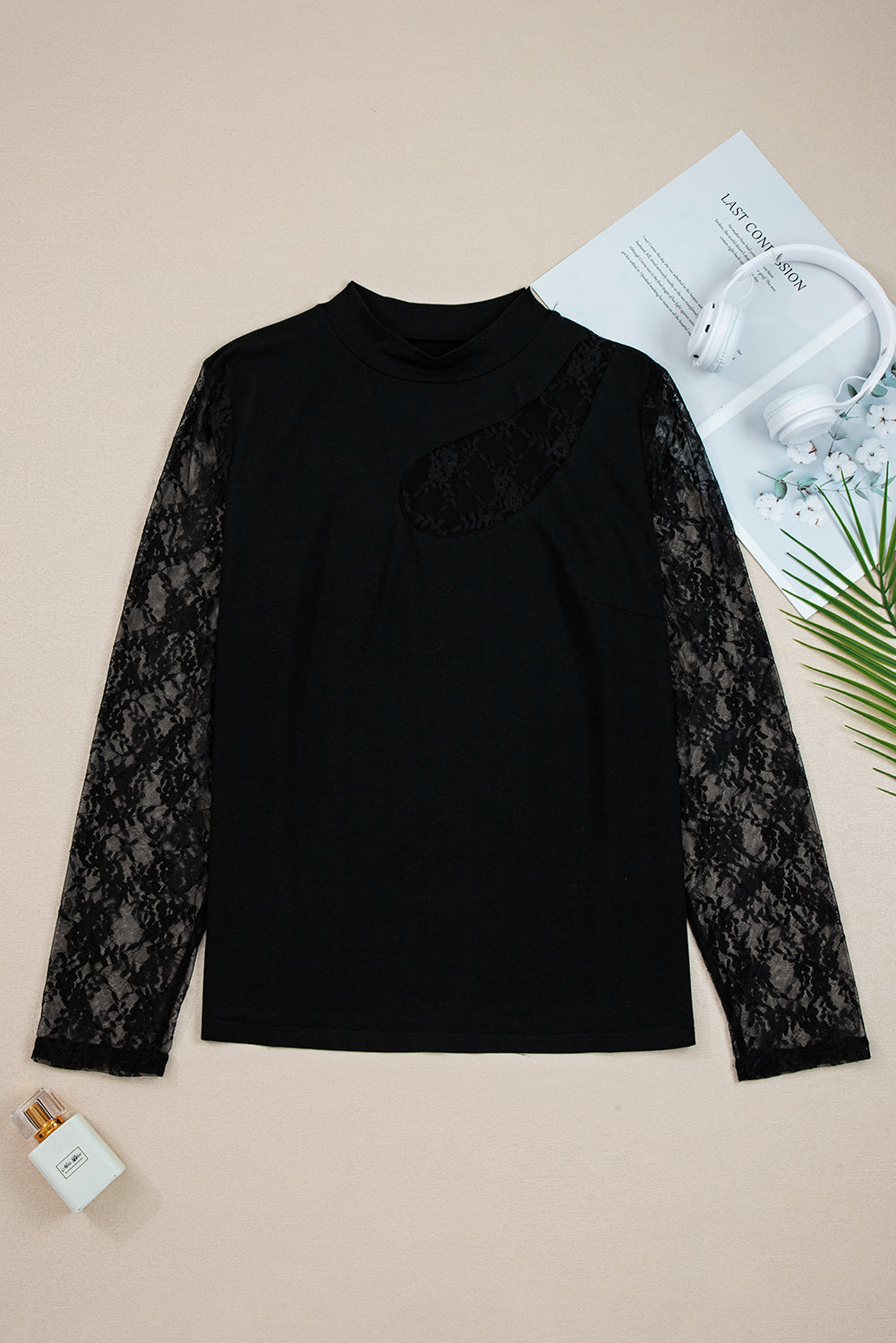 Black Plus Size Lace Top LT