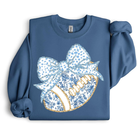 Preppy Blue & White Football Sweatshirt.