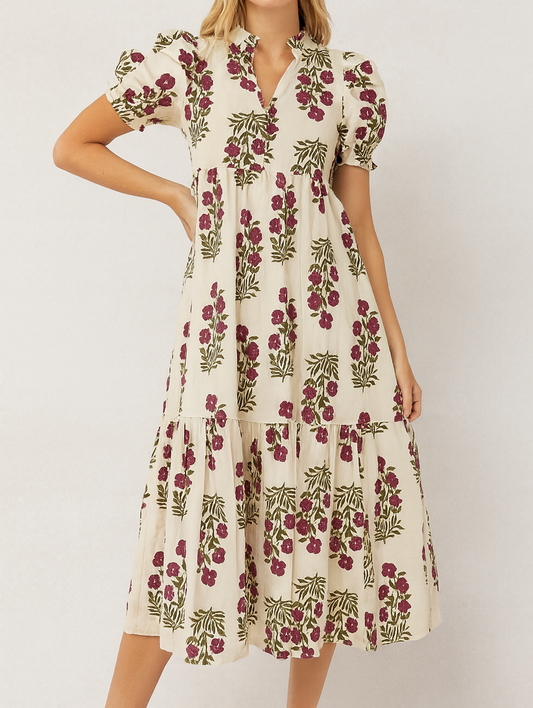 Beige Floral Maxi Dress December.