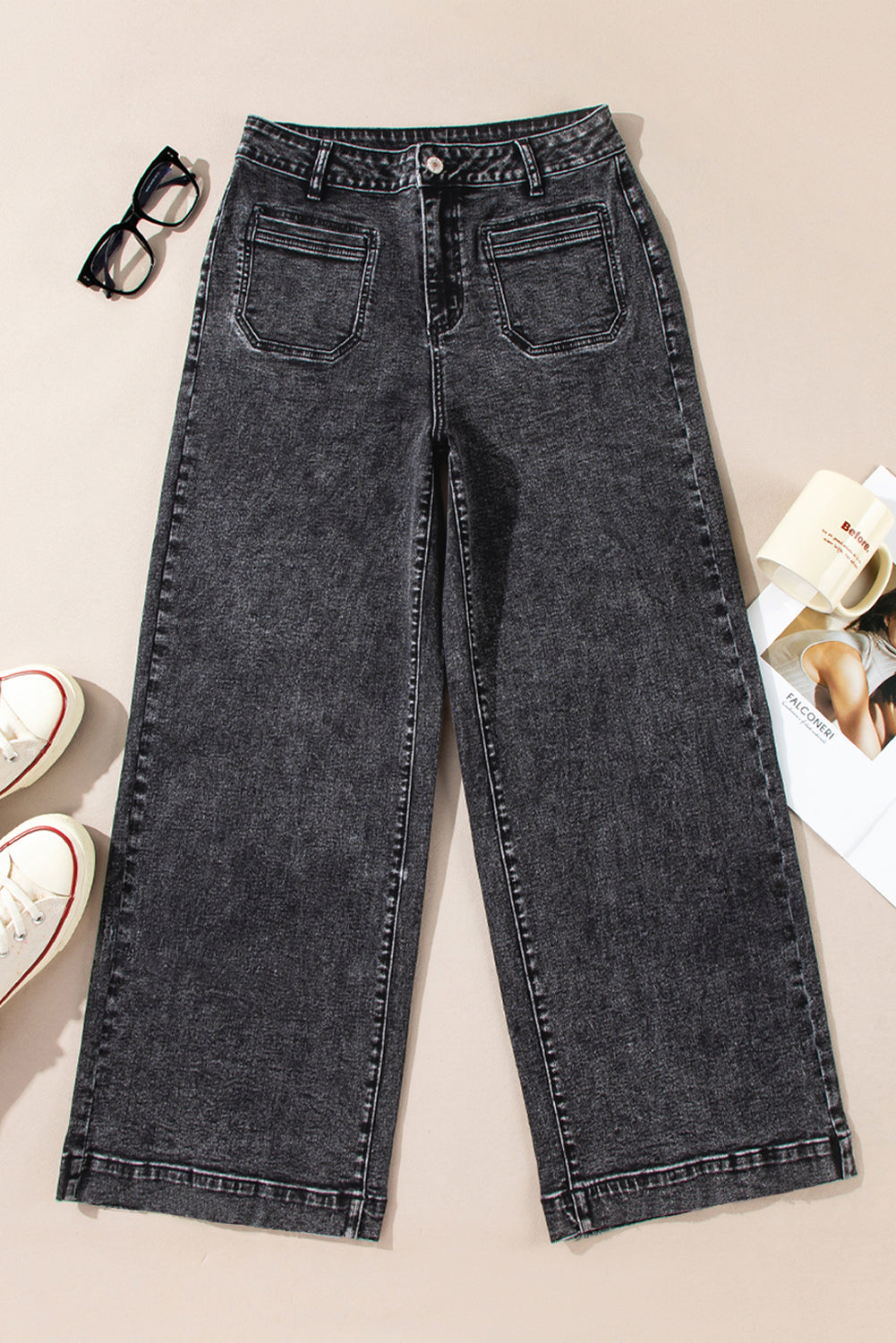 Black Straight Leg Loose Jeans RTS