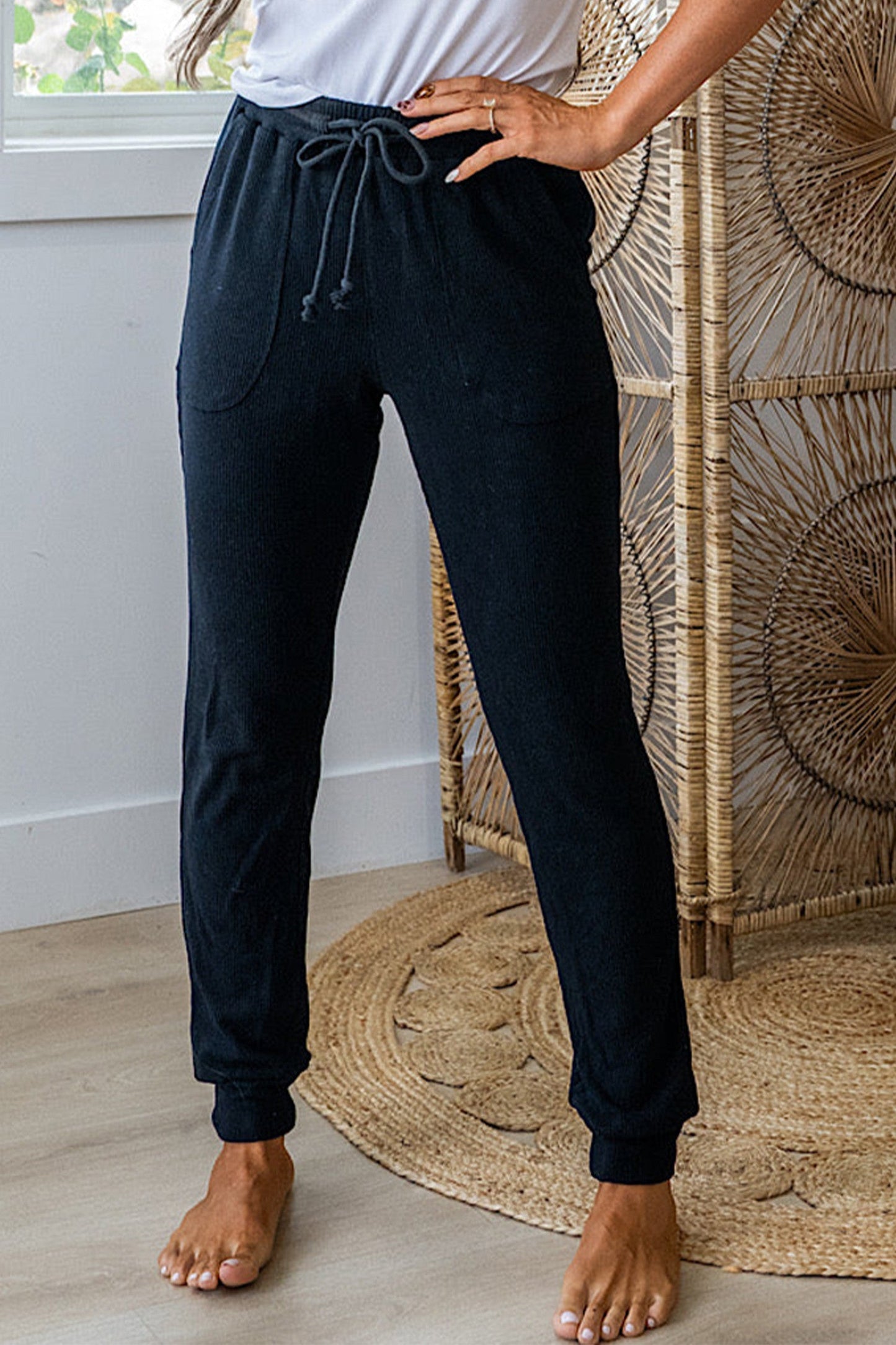 Black Ribbed Joggers December.