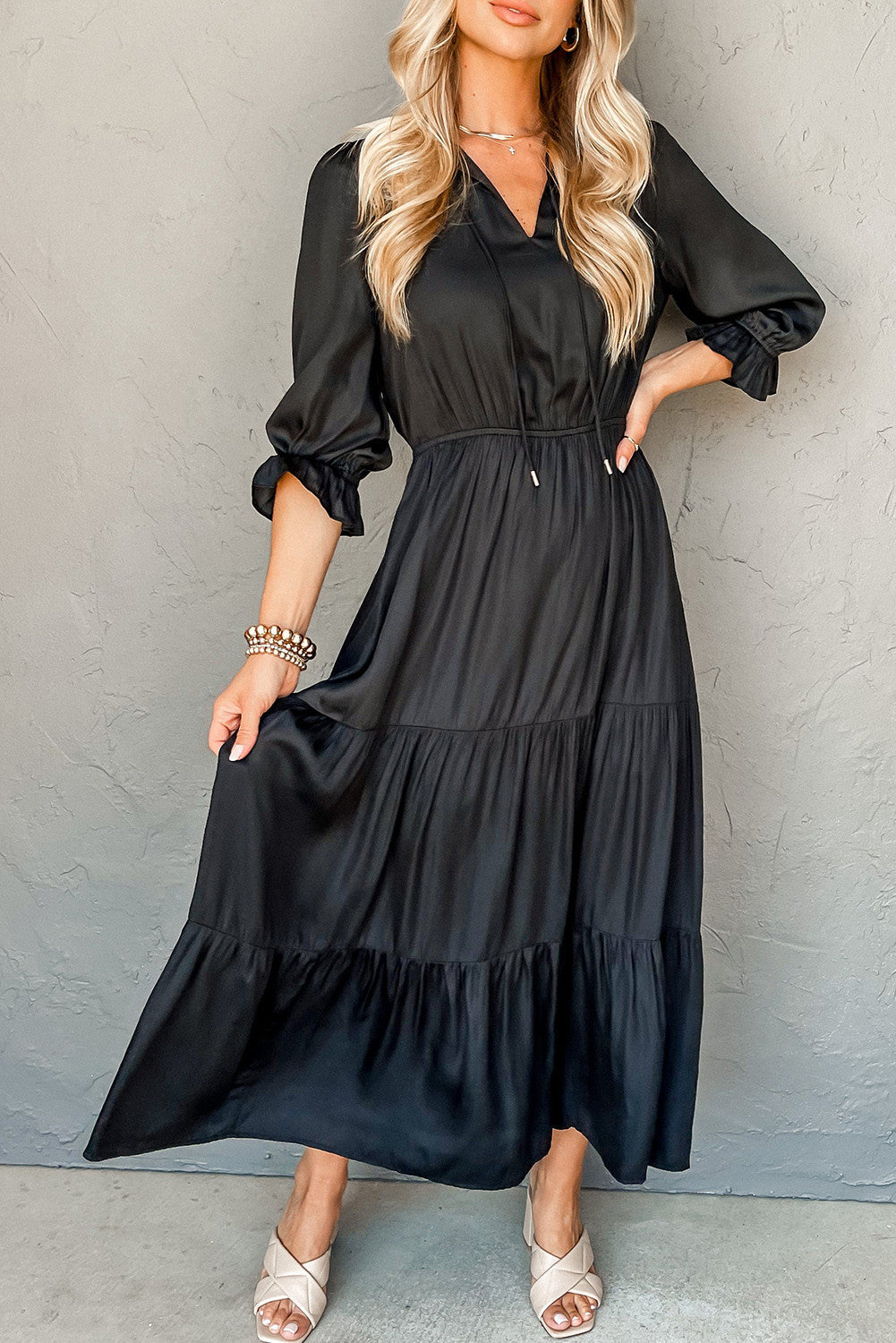 Black Tiered Maxi Dress RTS