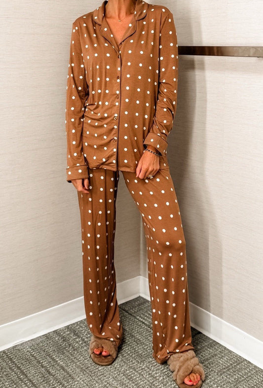 Brown Polka Dot Pajama Set LT