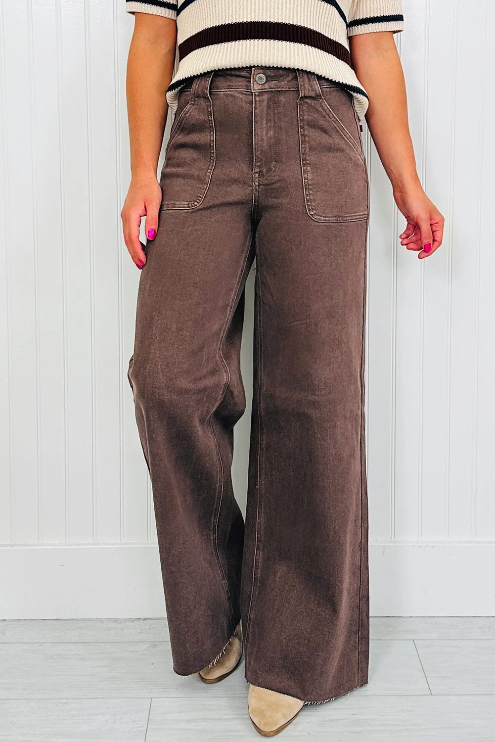 Brown Retro Washed Loose Jeans RTS