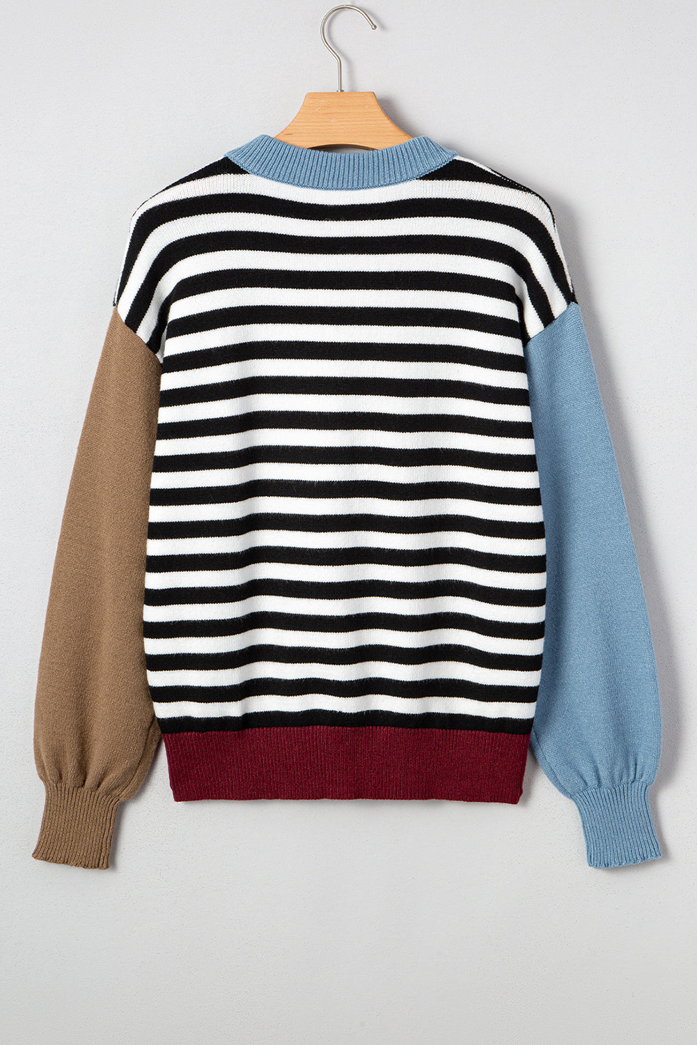 Colorblock Stripe Panel Sweater December.