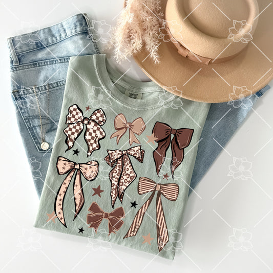 Cream Checker Leopard Bow Collage - Multiple Styles