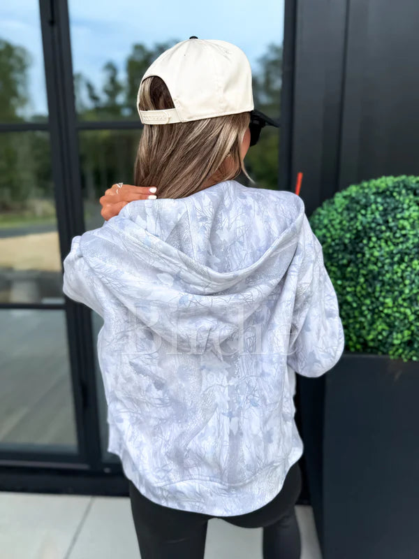 Full Zip Camo Jacket in Gray