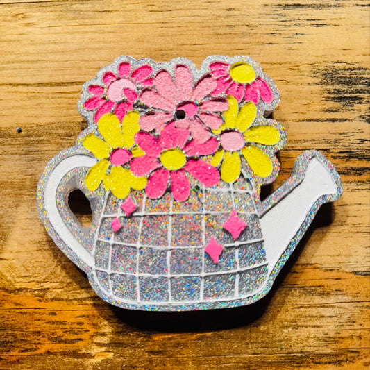 Spring Disco Watering Pale with Flowers Car Freshie