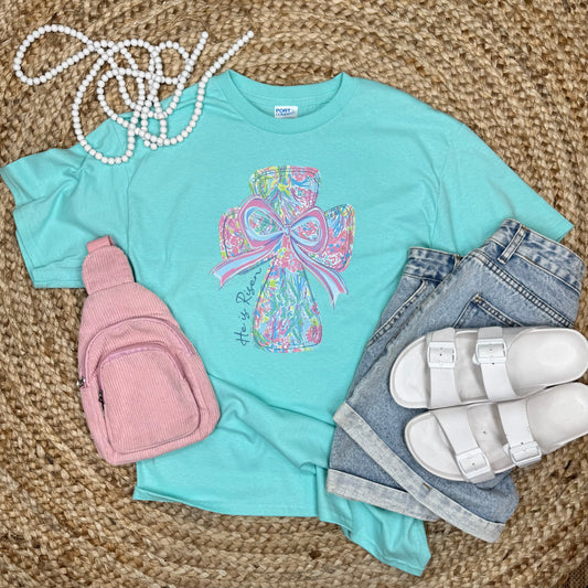 Pastel Bow Cross Easter Graphic Tee