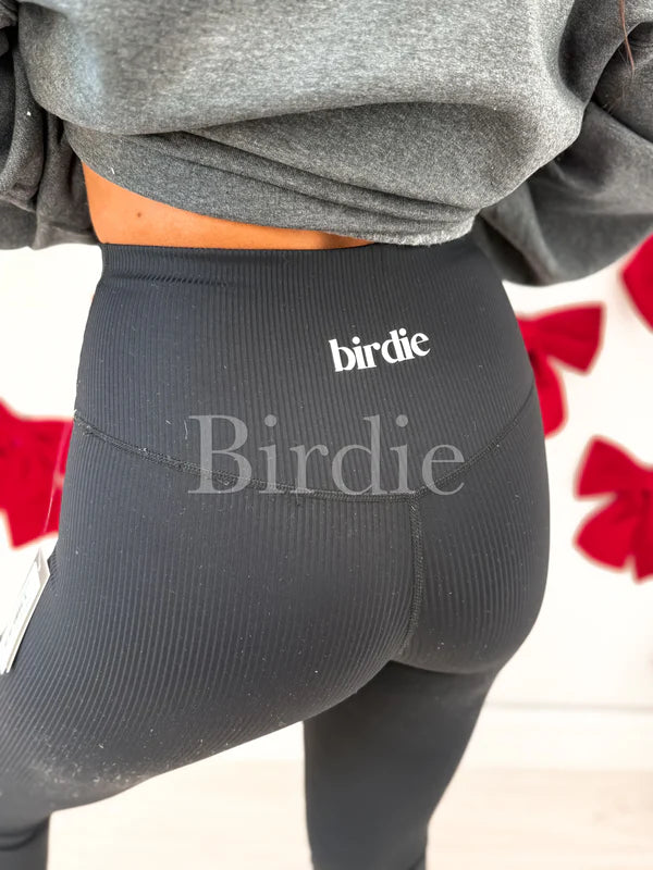 BIRDIE Ribbed Leggings in Black