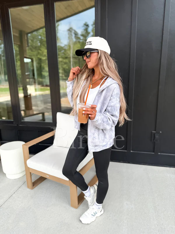 Full Zip Camo Jacket in Gray