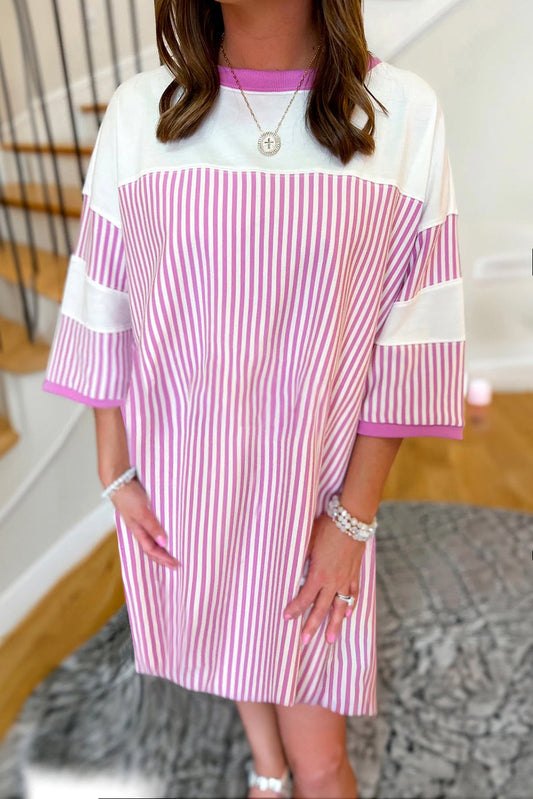Purple Striped Patchwork Dress LT