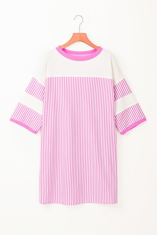 Purple Striped Patchwork Dress LT