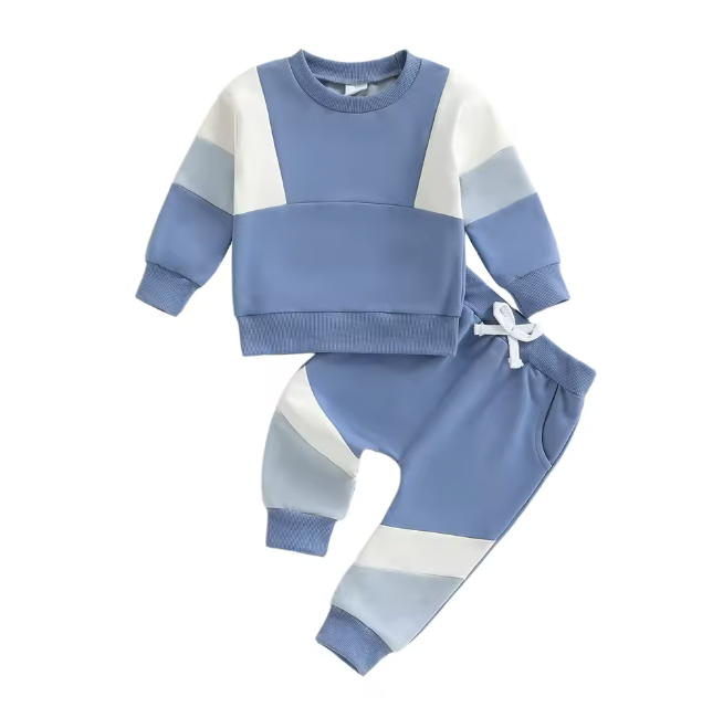 Two Tone Blue and White Colorblock Lounge Set