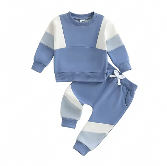 Two Tone Blue and White Colorblock Lounge Set