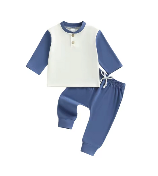 Blue and Cream Colorblock Set