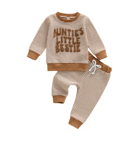 Tan Auntie's Little Bestie Waffle Knit Lounge Set