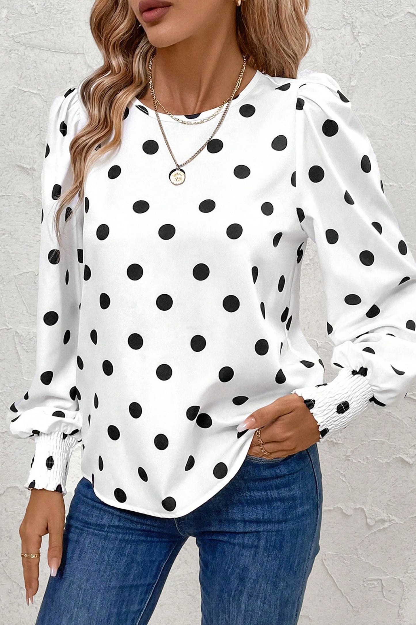 White Polka Dot Blouse RTS