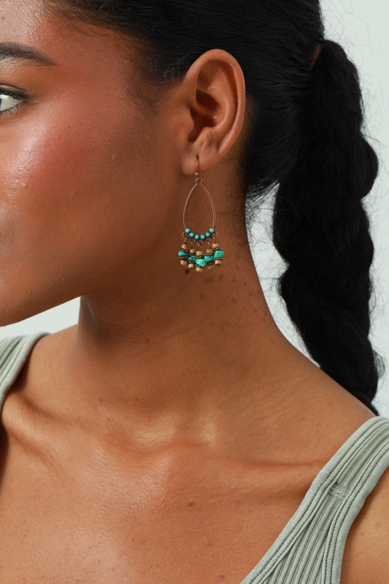 Vintage Boho Earrings – Turquoise & Tassel Details 🌿💎