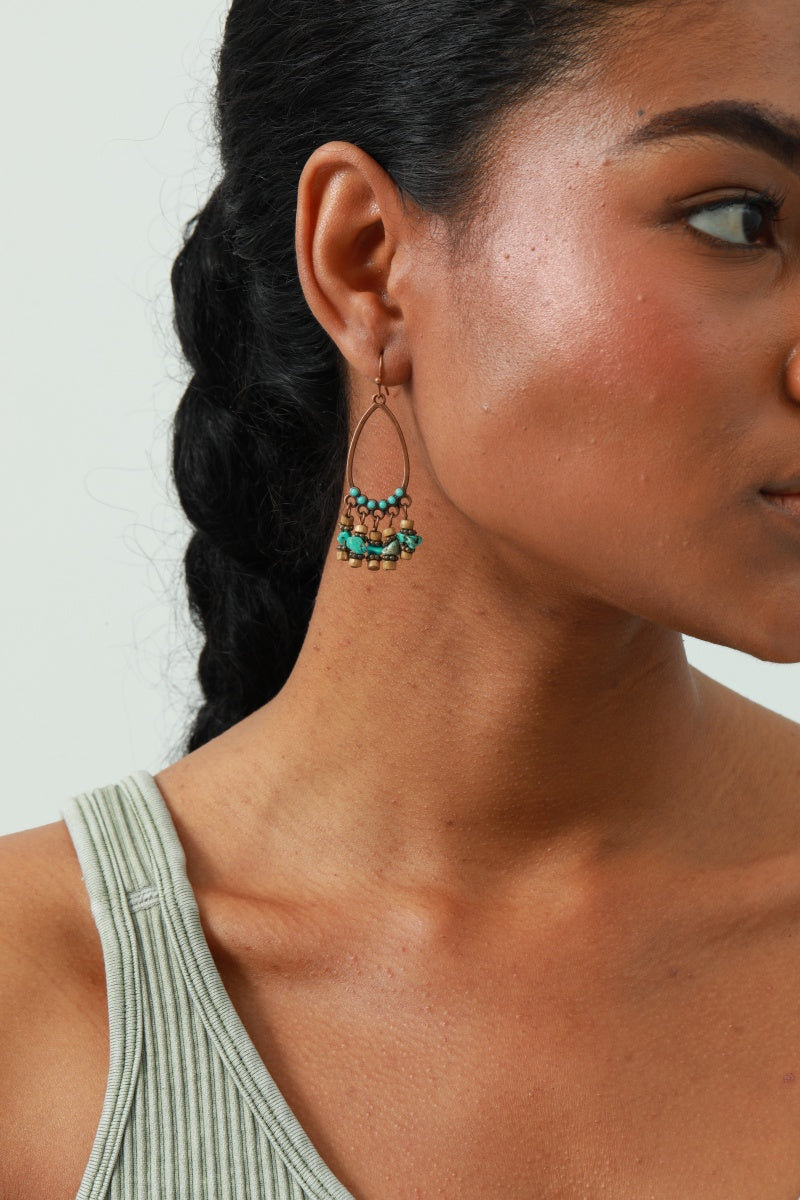 Vintage Boho Earrings – Turquoise & Tassel Details 🌿💎