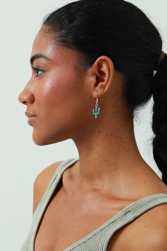 Turquoise Cactus Drop Earrings - Bohemian Desert Style 🌵💎