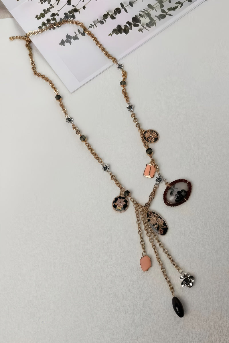 Crane & Floral Teardrop Necklace - Elegant New Design 🕊️🌸