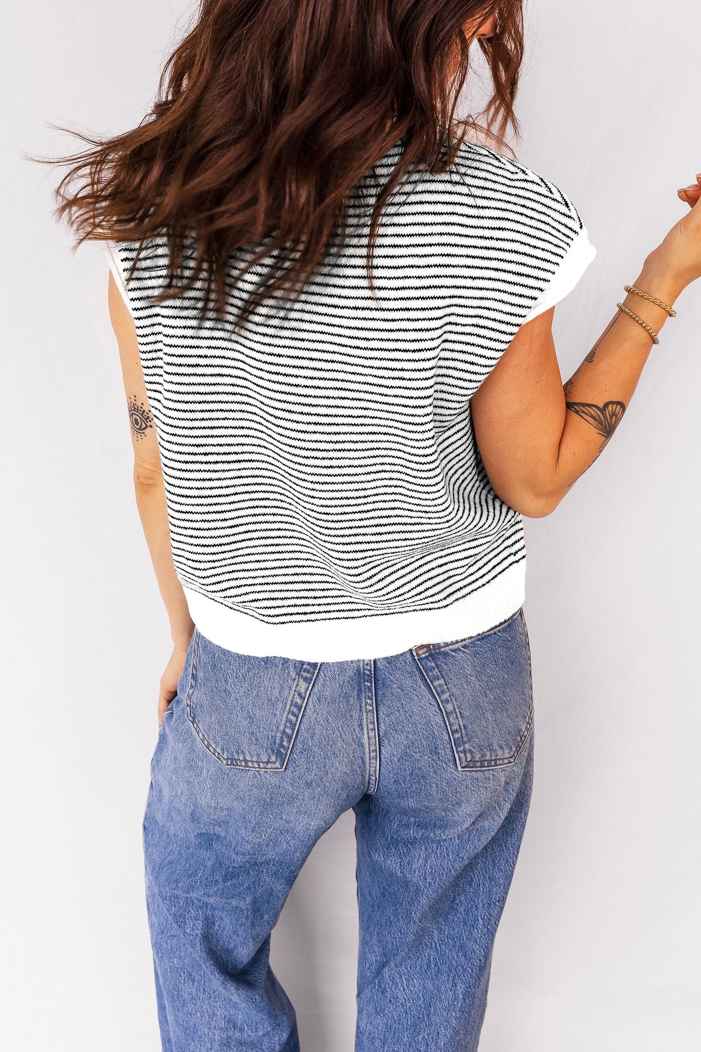 Black Stripe Cap Sleeve Cardigan LT